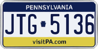PA license plate JTG5136