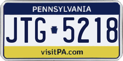 PA license plate JTG5218