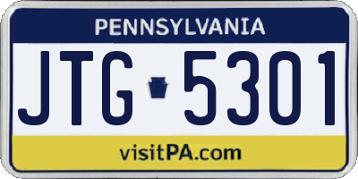 PA license plate JTG5301