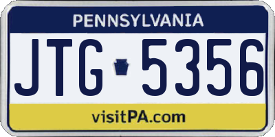 PA license plate JTG5356