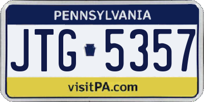 PA license plate JTG5357