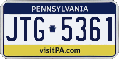PA license plate JTG5361