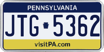 PA license plate JTG5362
