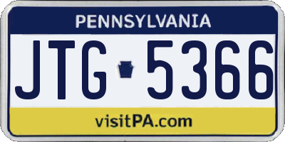 PA license plate JTG5366