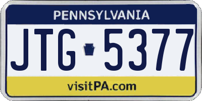PA license plate JTG5377