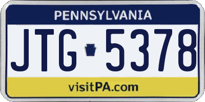 PA license plate JTG5378
