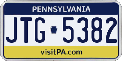 PA license plate JTG5382