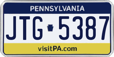 PA license plate JTG5387