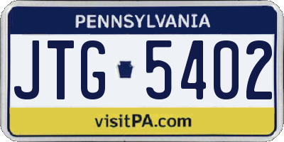 PA license plate JTG5402