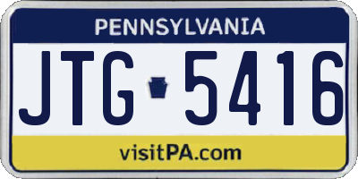 PA license plate JTG5416