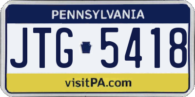 PA license plate JTG5418