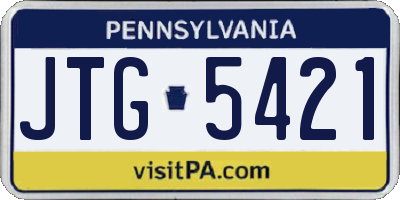 PA license plate JTG5421