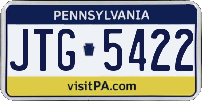 PA license plate JTG5422