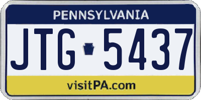 PA license plate JTG5437