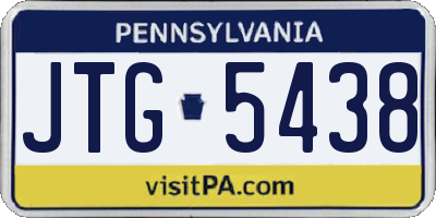 PA license plate JTG5438