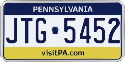 PA license plate JTG5452