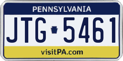 PA license plate JTG5461