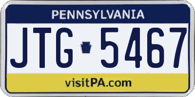 PA license plate JTG5467