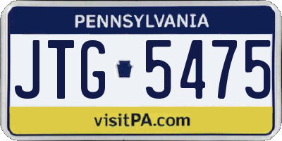 PA license plate JTG5475