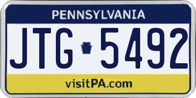 PA license plate JTG5492