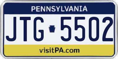 PA license plate JTG5502
