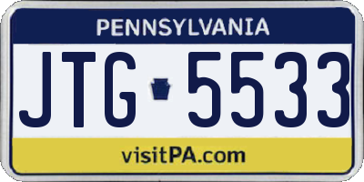 PA license plate JTG5533