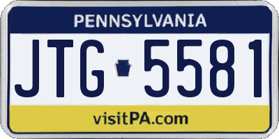 PA license plate JTG5581