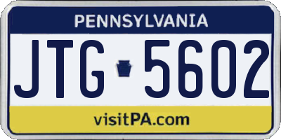 PA license plate JTG5602