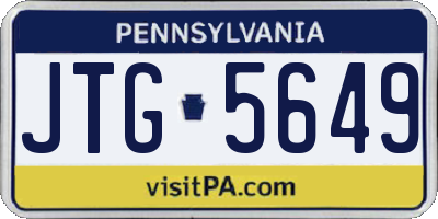 PA license plate JTG5649