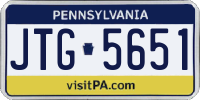 PA license plate JTG5651