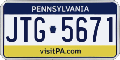 PA license plate JTG5671