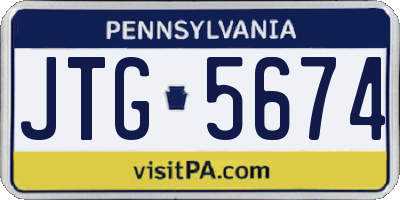 PA license plate JTG5674