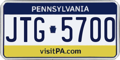 PA license plate JTG5700