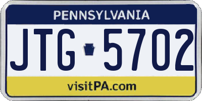 PA license plate JTG5702