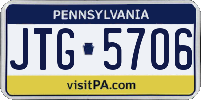 PA license plate JTG5706