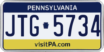 PA license plate JTG5734