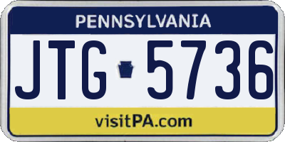 PA license plate JTG5736