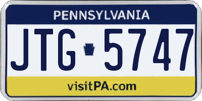 PA license plate JTG5747