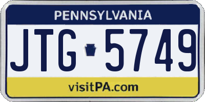 PA license plate JTG5749