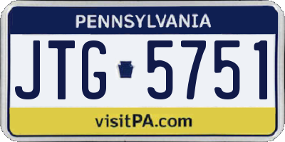 PA license plate JTG5751