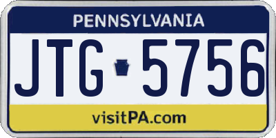 PA license plate JTG5756