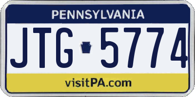PA license plate JTG5774
