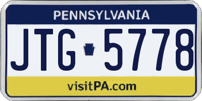 PA license plate JTG5778