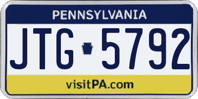 PA license plate JTG5792