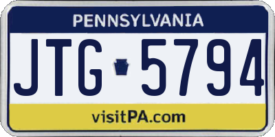 PA license plate JTG5794