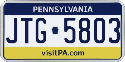 PA license plate JTG5803