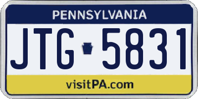 PA license plate JTG5831