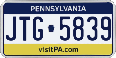 PA license plate JTG5839