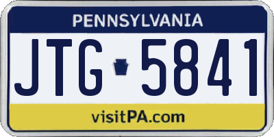 PA license plate JTG5841