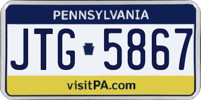 PA license plate JTG5867